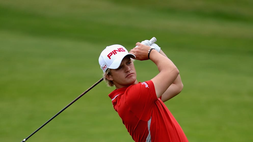 Tom Lewis on day two of the Lyoness Open powered by Greenfinity 