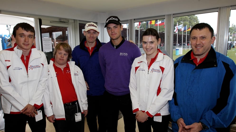 (L-R) Special Olympics Athletes meet Martin Kaymer