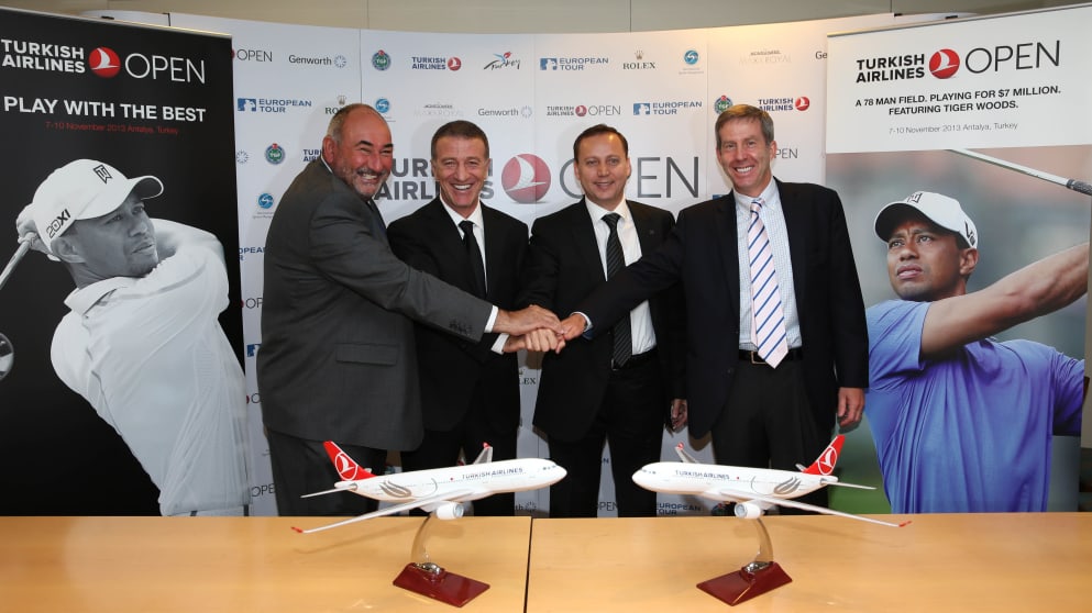 Andrew Chandler, Group Chief Executive of ISM, Ahmet Ali Ağaoğlu, President of the Turkish Golf Federation, Faruk Cizmecioglu, Chief Marketing Officer at Turkish Airlines and Keith Waters, of the European Tour