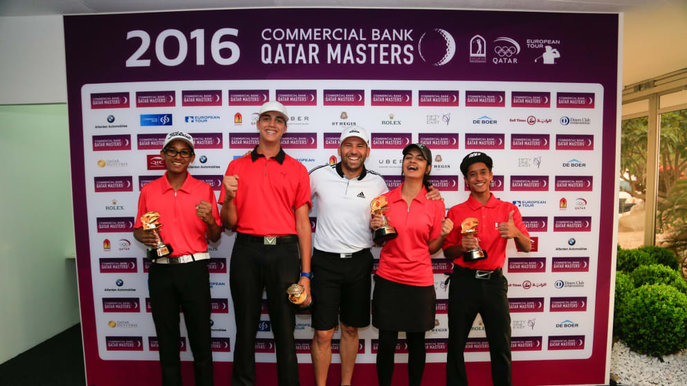 Sergio Garcia with his winning team from the Challenge Match