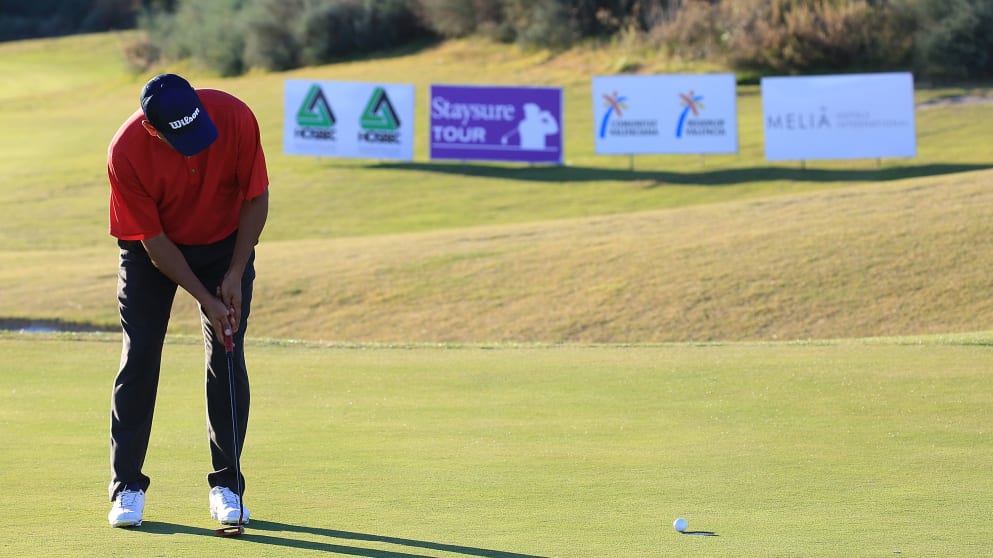 Rafael Gomez putts during the second round