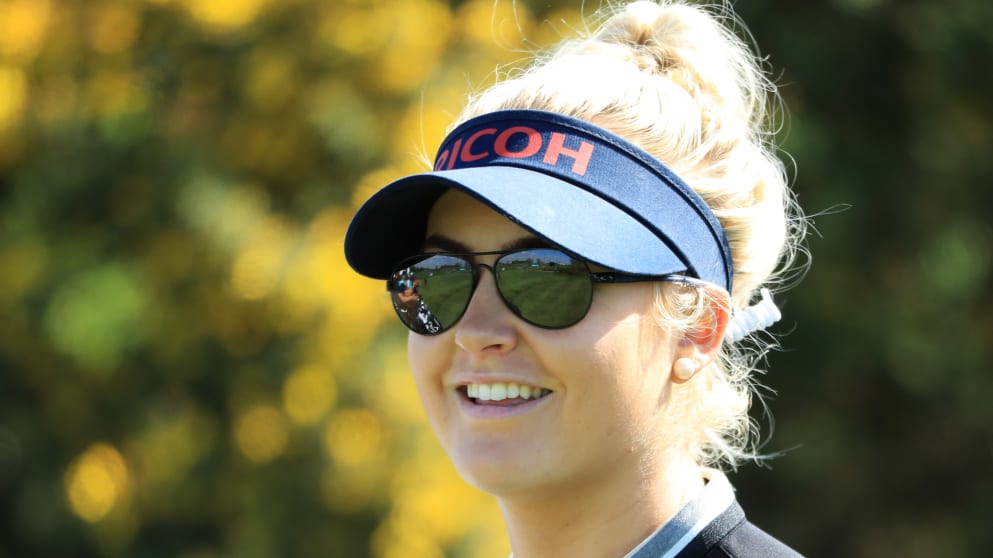 Charley Hull - smiles during the Pro-Am tournament at the GolfSixes