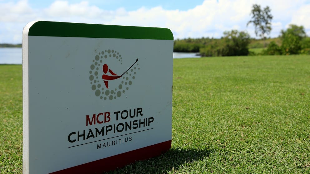 A tee marker at the MCB Tour Championship-Mauritius