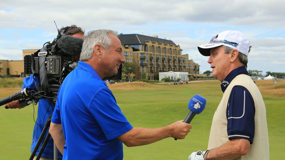 A golf interview takes place