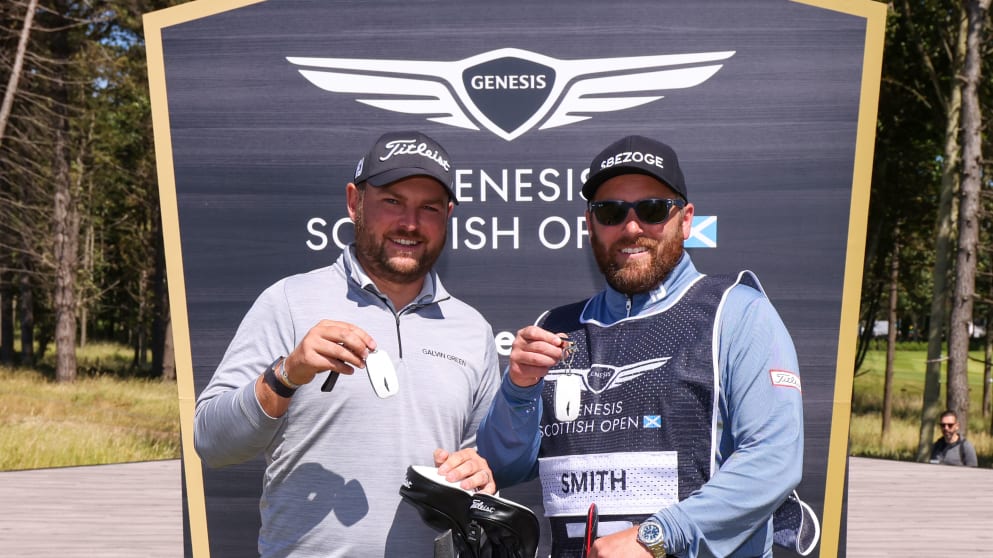 Jordan Smith won both himself and his caddie Sam Matton a Genesis car with a hole-in-one in the second round last year