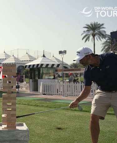 DP World Tour stars take on Giant Jenga