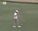 Nicolai Hojgaard drains length birdie putt at the 14th