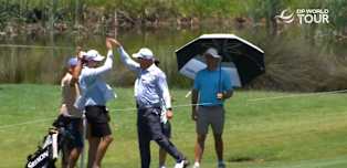 Oliver Bekker chips in for eagle at the ninth