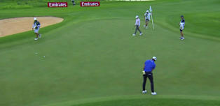 Thomas Detry holes lengthy eagle putt at the 2nd Hole