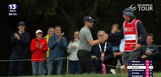 WATCH: Stefano Mazzoli chips in from bunker at 13th