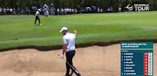 Marc Leishman holes out from greenside bunker at the seventh