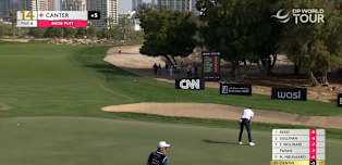 Laurie Canter holes monster putt at the 14th Hole