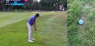 Justin Leonard hits brilliant approach to set up birdie at the 16th