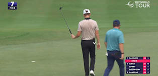 Daniel Hillier sinks birdie putt at the seventh