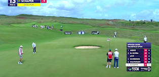 Jayden Schaper holes a long eagle putt on 13