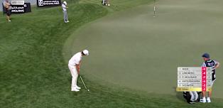 Wenyi Ding gets up and down for birdie at the fifth