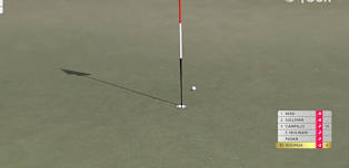 Ricardo Gouveia almost holes out for eagle at the fifth