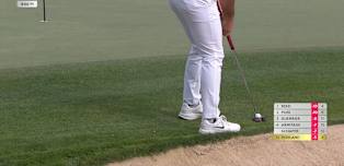 Viktor Hovland holes par putt from the fringe at the ninth