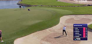 WATCH | Tobias Jonsson chips in for birdie from bunker at the 13th