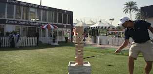 DP World Tour stars take on Giant Jenga