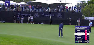 Frederic Lacroix makes a big birdie putt at 9