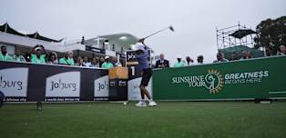 10-year-old Tshiamo Makamedi hits the ceremonial opening tee shot at the Joburg Open