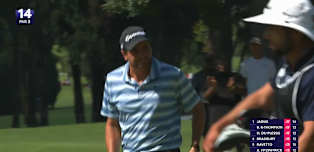 Casey Jarvis birdies the 14th to join the lead