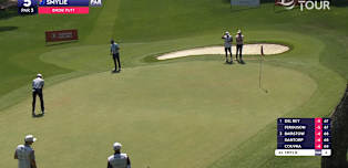 Elvis Smylie judges right-to-left putt to perfection