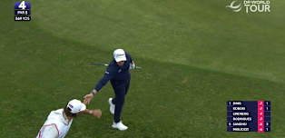Ewen Ferguson chips in for eagle at the 4th