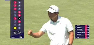 WATCH: Yanhan Zhou eagles ninth to take outright first-round lead
