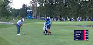 Daniel Brown hits great wedge shot to set up birdie at 16th