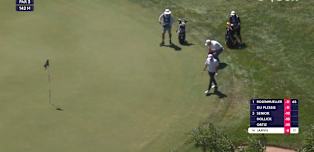 Casey Jarvis chips in for birdie