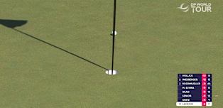 Frederic Lacroix almost aces the par-three 12th 