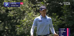 Michael Hollick rejoins the lead at the sixth