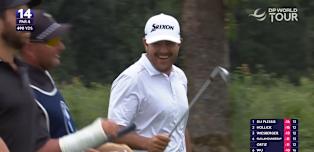 Hennie Du Plessis sets up another birdie to take solo lead