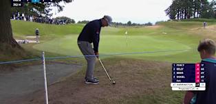 WATCH | Pádraig Harrington hits the pin with a chip at the 14th