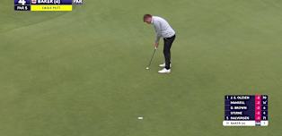 Amateur Eliot Baker makes an eagle at the fourth to join the lead