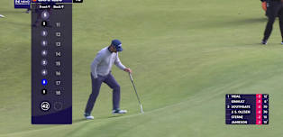 Jorge Campillo holes birdie putt from off the green