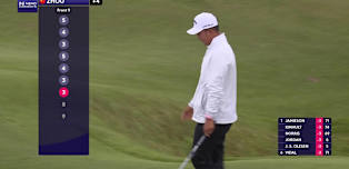 WATCH: Yanhan Zhou makes chip-in birdie at the seventh