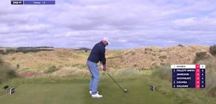 Shaun Norris drives the green at par-four seventh