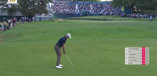 WATCH | Adam Scott goes right at the flag at the 18th