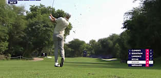 WATCH | Adrian Meronk hits the flag at the 16th