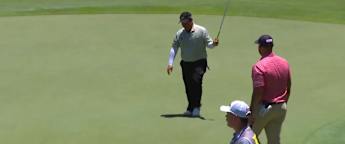 Kiradech Aphibarnrat holes long-range birdie putt at the third