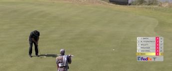 Patrick Reed's birdie putt at the fourth hole
