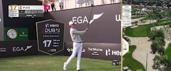 David Puig drives the green at the par four 17th