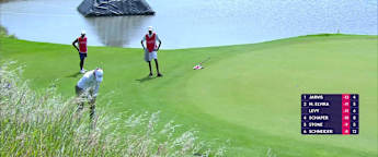 Michael Hollick makes birdie from off the green