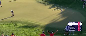 Matt Fitzpatrick makes long-range birdie putt at 16th