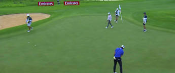 Thomas Detry holes lengthy eagle putt at the 2nd Hole