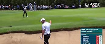 Marc Leishman holes out from greenside bunker at the seventh