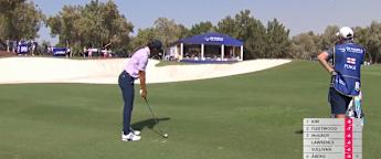 WATCH: Marco Penge hits to a foot at 15